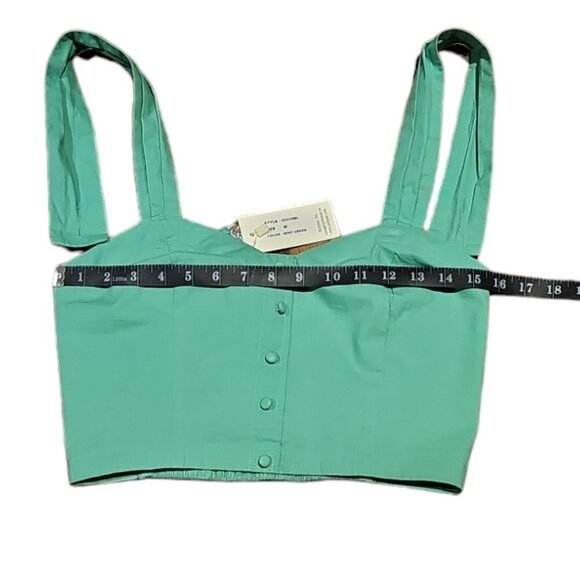 Sim & Sam Mint Green Button Front Crop Top Women's Size M - Picture 12 of 14